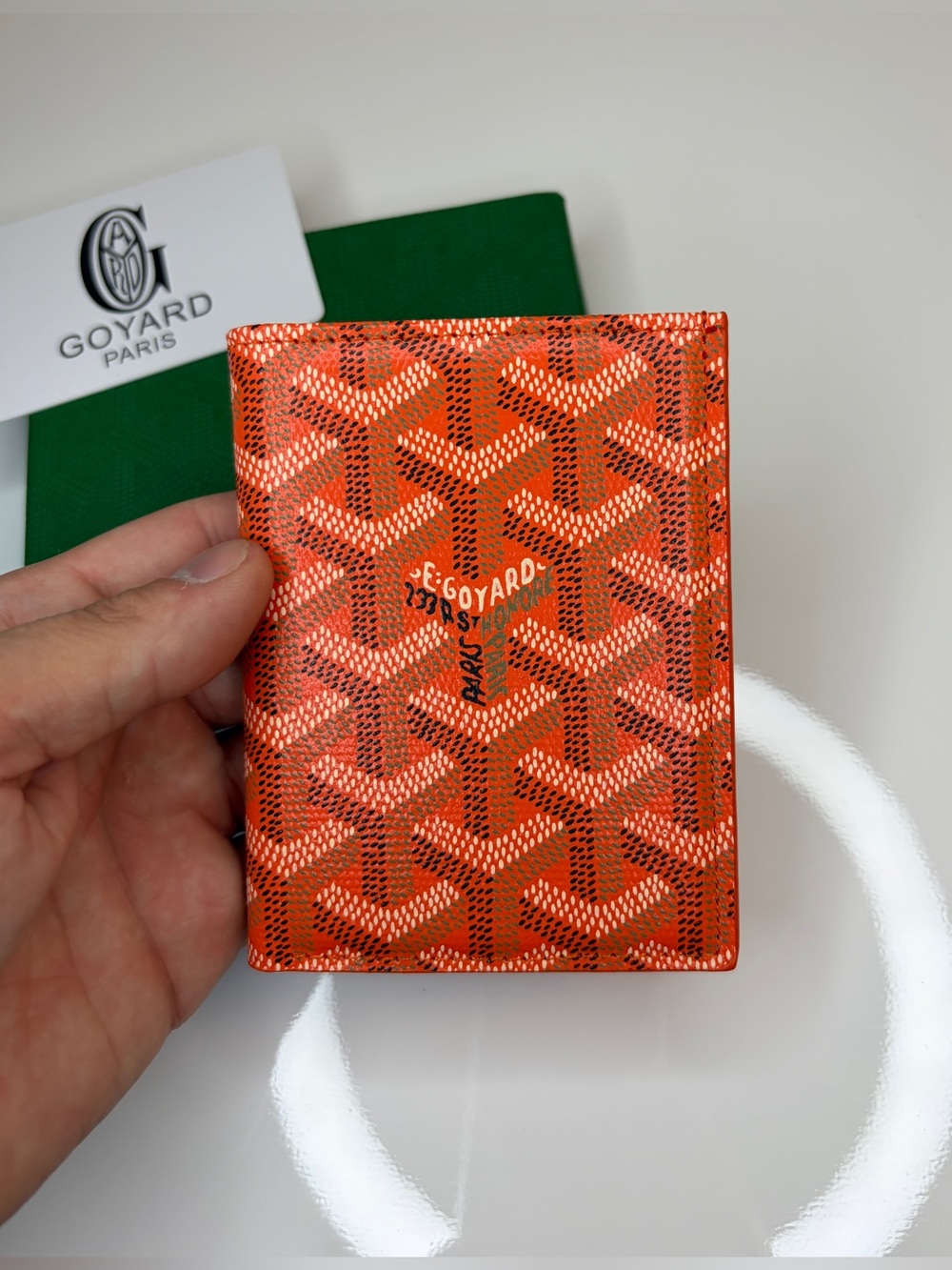 Mens Original Genuine Leather Orange Canvas Card Holder